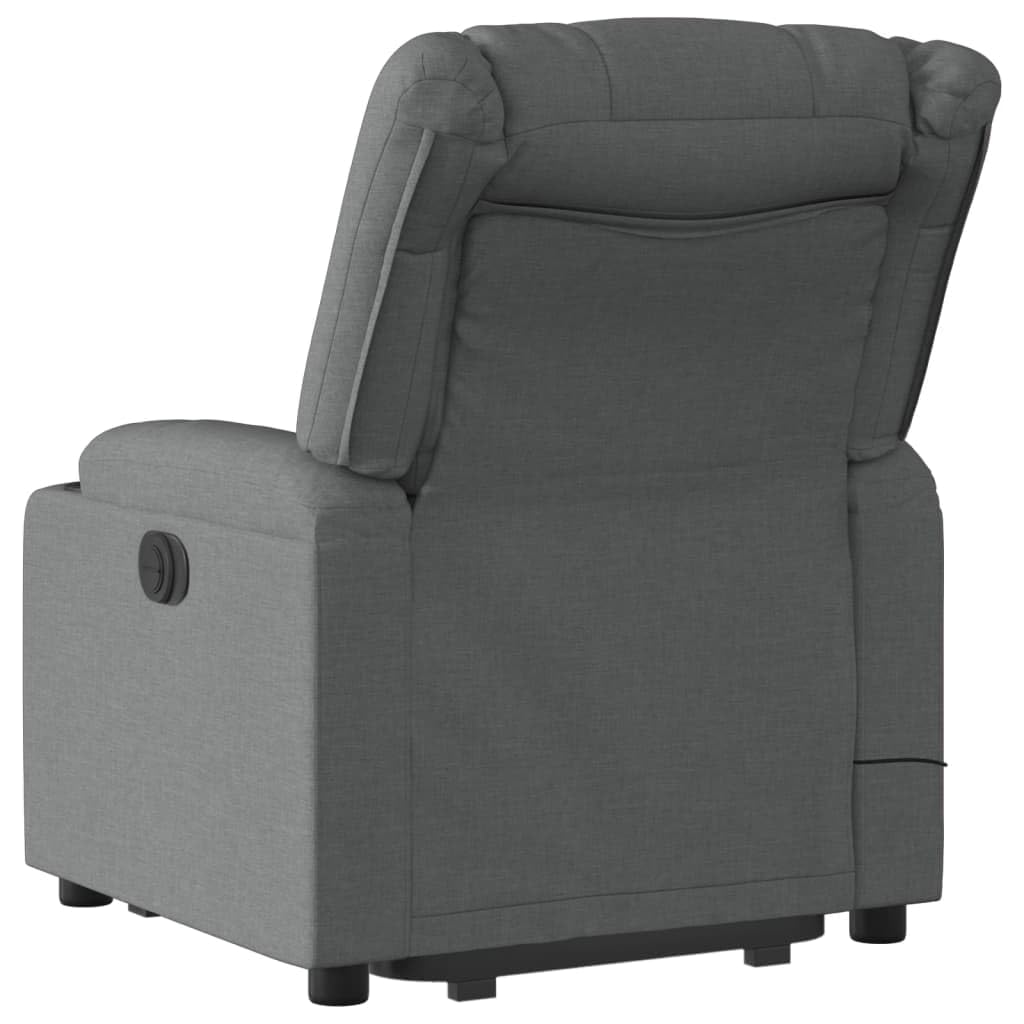 Sillón elevador de personas con masaje reclinable, color gris oscuro, tejido con 6 puntos de masaje y función de elevación eléctrica, silla relax para adultos con reclinación manual
