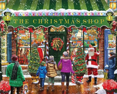 White Mountain The Christmas Shop Christmas Puzzles 1000 Pieces Fun Winter Theme Jigsaw Puzzle for Adults and Kids