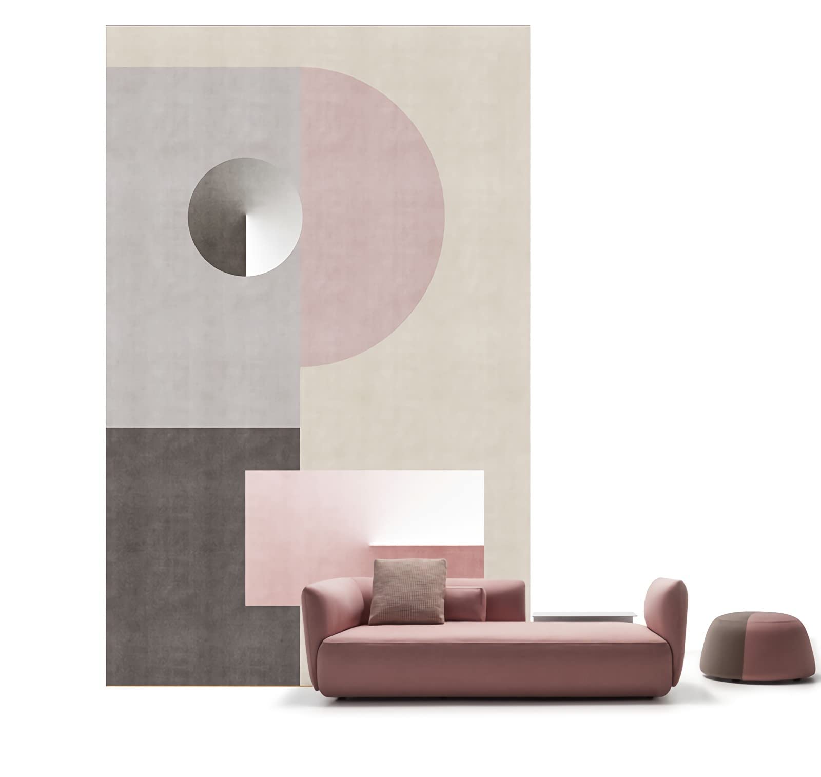 Tapis déco Chambre ado Fille Tapis de décoration Chambre Motif géométrique Rose Gris Tapis Enfant Chambre Garcon Tapis Chambre ado Garcon 60x90cm