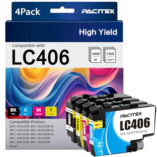PACITEK Cartuchos de tinta LC406 de substituição para Brother LC406XL LC406 cartuchos de tinta compa