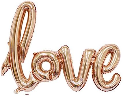 Giant Balloon - "Love" Handwriting Style Banner with Champagne red Balloon of 1 set (champagne)
