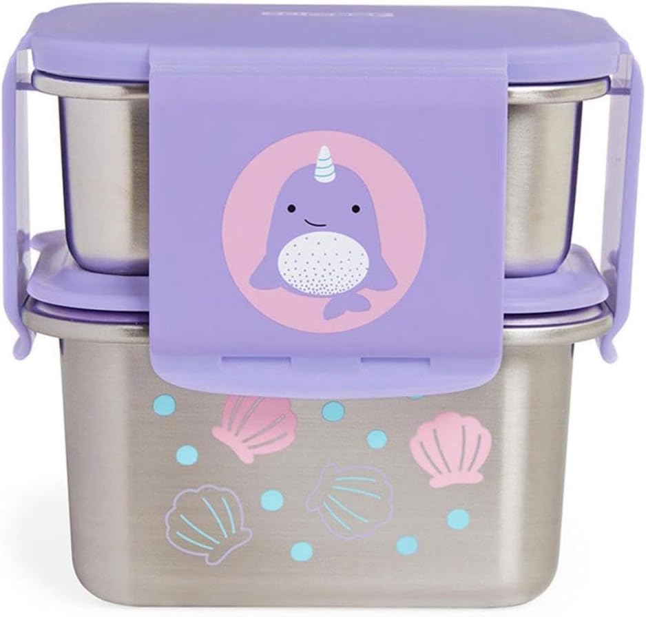 Skip Hop Toddler Stainless Steel Lunch Box Kit, Zoo, Narwhal