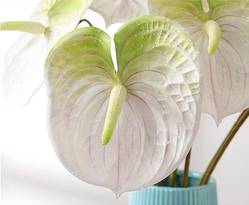 Miniatura 3 de NatureMan 8 flores artificiales de lirio de anturio de 24 pulgadas, flores permanentes para decoración del hogar, ramo y hojas verdes, decoración de