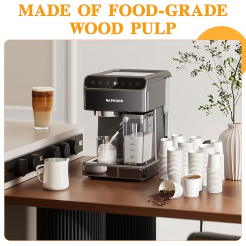 Zorplex 200 Stück 50ml Weiße Pappbecher, Kleine Einwegbecher für Espresso, Kaffee, Tee, Dips und Getränke, Mini Portionsbecher für Heiße und Kalte Drinks, Party, Büro und Veranstaltungen (200 * 50ml)