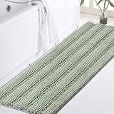 Turquoize Sage Green Bathroom Rugs Runner Extra Long 47 x 17 Large Bath Mat Plush Shaggy Chenille Bathroom Rug Non-Slip Bath Rug Runner Extra Soft & Absorbent Thick Floor Mats, Machine Washable, Sage