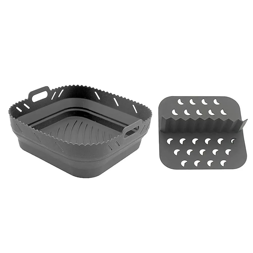 CTRLZS Reusable Silicone Air Fryer Basket-Eco-Friendly Square Cooking Accessory for Healthier Meals
