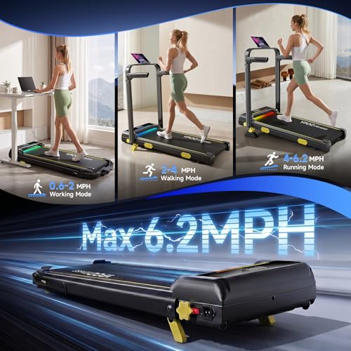 Image of YPOO Foldable Treadmill with Incline, Walking Pad with Handle Bar 3 Level Incline, Portable Folding Treadmills for Home /Office 300 Lbs Capacity, Quiet Desk Treadmill with Remote Control & APP