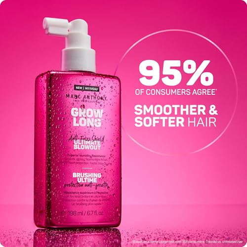 Image of Marc Anthony Anti-Frizz Shield Ultimate Blowout Spray, Grow Long - Smooth, Shiny Hair in High Humidity - Heat Protectant - 6.7 oz, (Pack of 2)