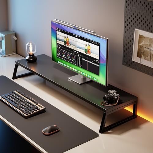 ABYSTTI �f�X�N�g�b�v�T�|�[�g�v���[�g���j�^�[��, �����[ �׏d20kg �g���� ���x�ł� �� �l�X�ȃT�C�Y����I�ׂ܃f�X�N���[���b�N, 50/70/100cm, ����9cm, 4�F�W�J(�u���b�N,70*20*9cm)