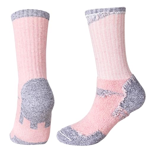 Image of EnerWear 6 Pack Women's Wool Outdoor Hiking Trail Crew Sock (US 9-11, Wine /Black /Pink /Multi)