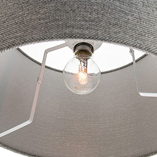 Modern and Sleek 30cm Light Charcoal Grey Linen Fabric Drum Lamp Shade 60w Maximum | for Table Lamp or Pendant Rose by Happy Homewares - Image 3
