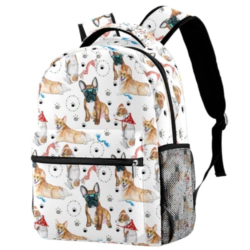 Sac à dos corgi bouledogue français multicolore pour fille garçon et ado