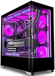 PCZZOI PC CASE ATX 7 PWM ARGB Fans Pre-Installed, Type-C Mid Tower Computer Case with Full-View Dual Tempered Glass, Gaming PC Case,Black,P4 ARGB