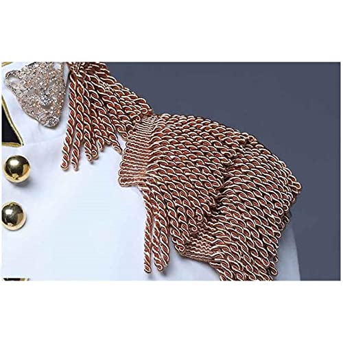 Kelsiop Men's Punk Military Drummer Jacket Fashion Fringe Design Stand Collar Blazer Club Party Clothing4