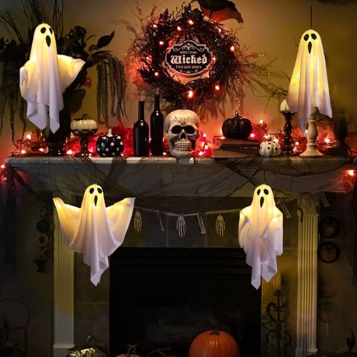 Fantômes suspendus Halloween avec télécommande pour déco de jardin - 3