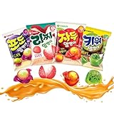 Fruit Peelable Candy - 4D peelable Gummies, 9.46oz Jelly Filled Gummies, Gluten Free Individually Wrapped Korean Snacks, Sweet Crystal Fudge for Party Father's Day Gifts (4 Bags)