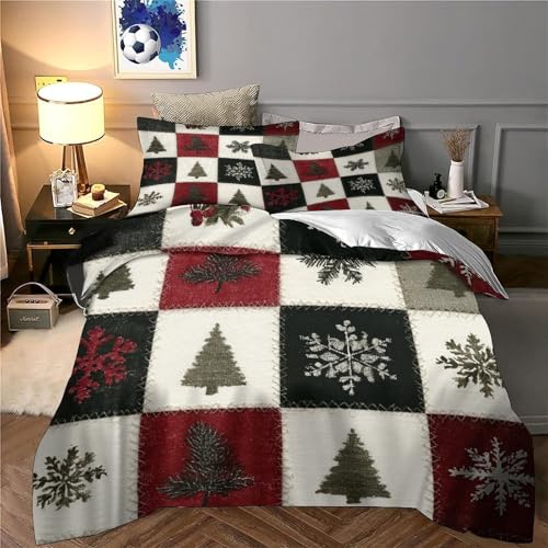 Housse de couette Noël 3D 220x240 patchwork drap de couette microfibre et taies - 6