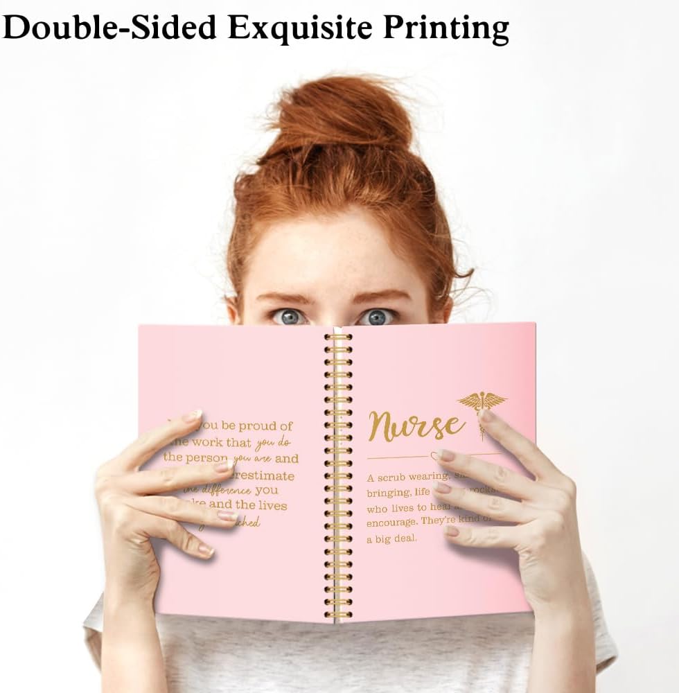 XQLZY Nurse May You Be Proud Pink Gold Double-Sided Spiral Notebook, Thank You Gifts for Nurse, Graduation Retirement Friendship Present for Colleague Friend, Nurses Week Christmas Birthday Gifts - Image 3