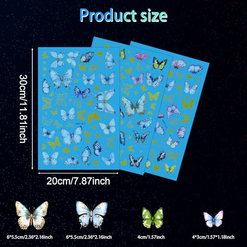 Vinilos decorativos mariposas luminosas removibles miniatura 3