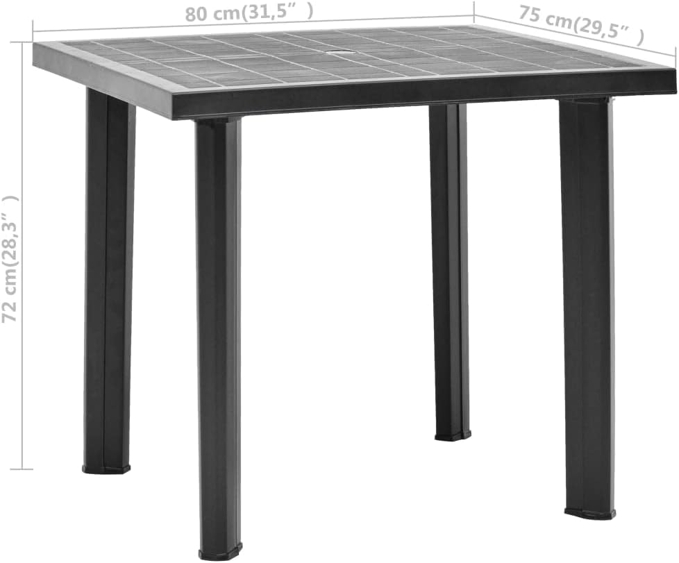 Patio Table, 31.5""x29.5""x28.3"" Plastic,Weatherproof Patio Table for Alfresco Dining Comfort, Anthracite