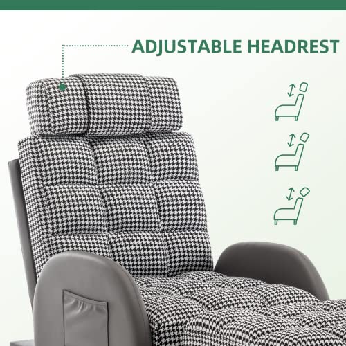 Mellcom Accent Recliner With Ottoman, Fabric Arm Club Chair With Adjustable Backrest And Headrest And Side Pocket, Single Sofa Chair For Living Room, Bedroom, Office, Dorm #TOP5