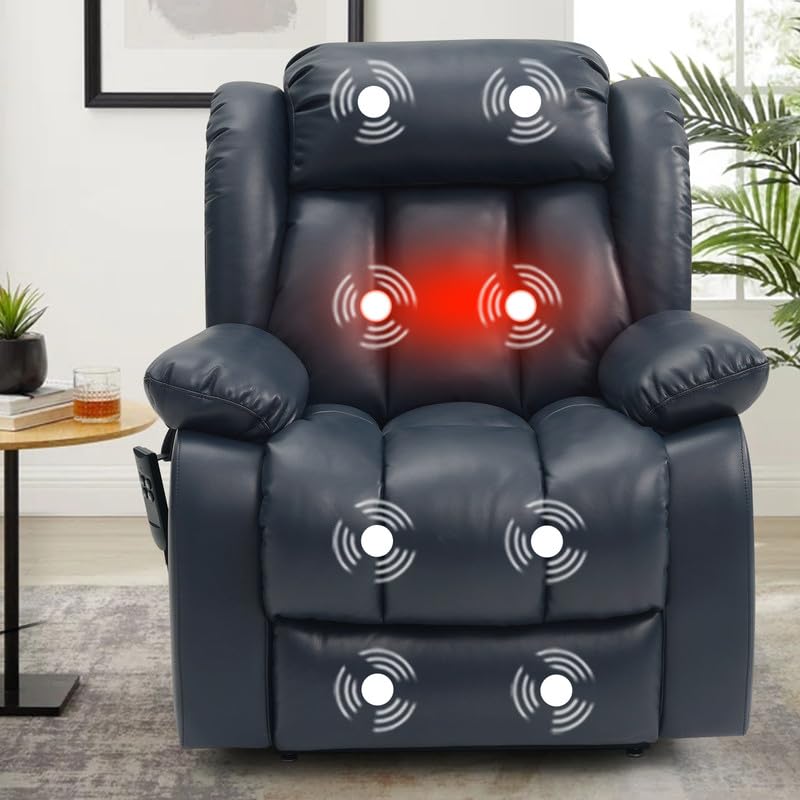 Dark Blue Dual Motor Recliner for The Elderly
