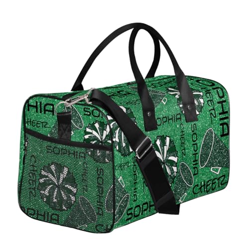 Custom Cheer Duffle Bag, Personalized Cheer Bag for Cheerleader, Gym Bag with Name, Travel Duffle Bag Carry On Weekender Bag Glitter Green3