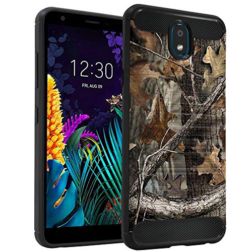 CasesOnDeck Camo Case Compatible with LG Escape Plus / K30 (2019) /Tribute Royal/Arena 2/ Journey LTE, Carbon Fiber Texture Slim Fitted Matte Cover with Design (Tree Camo)
