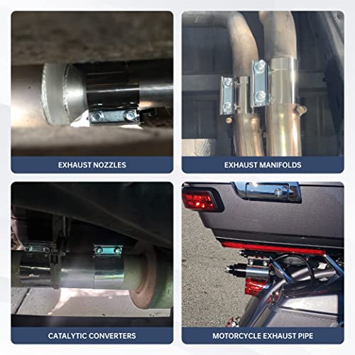 Batoneco 2.25 Inch 2 1/4'' Butt Joint Exhaust Seal Band Clamp,Exhaust Band Clamp T304 Stainless Steel Universal (2 Packs) Metallic #TOP6