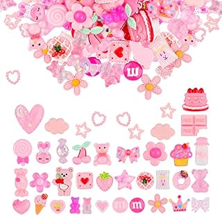 EBANKU 3D Nail Charms, Lollipop Flower Donut cherry Nail Charms Resin Charms Mixed Assorted Candy Sweets Resin Flatback Slime Beads Making for DIY Craft Making 3D Nail Art Decorations (100PCS)