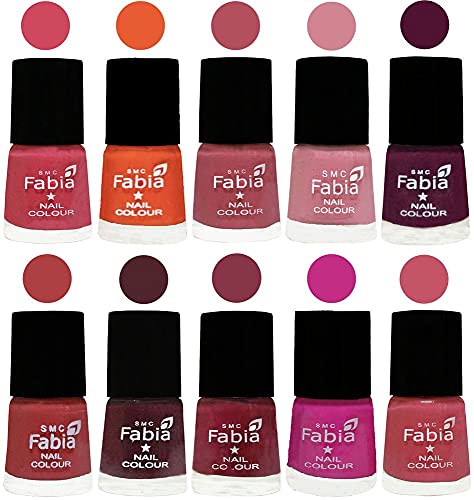 Image of ALL IN ONE (PACK OF 10), Long Lasting Glossy Nail Polish, 6 ml Each, All Vibrant Colours,02129