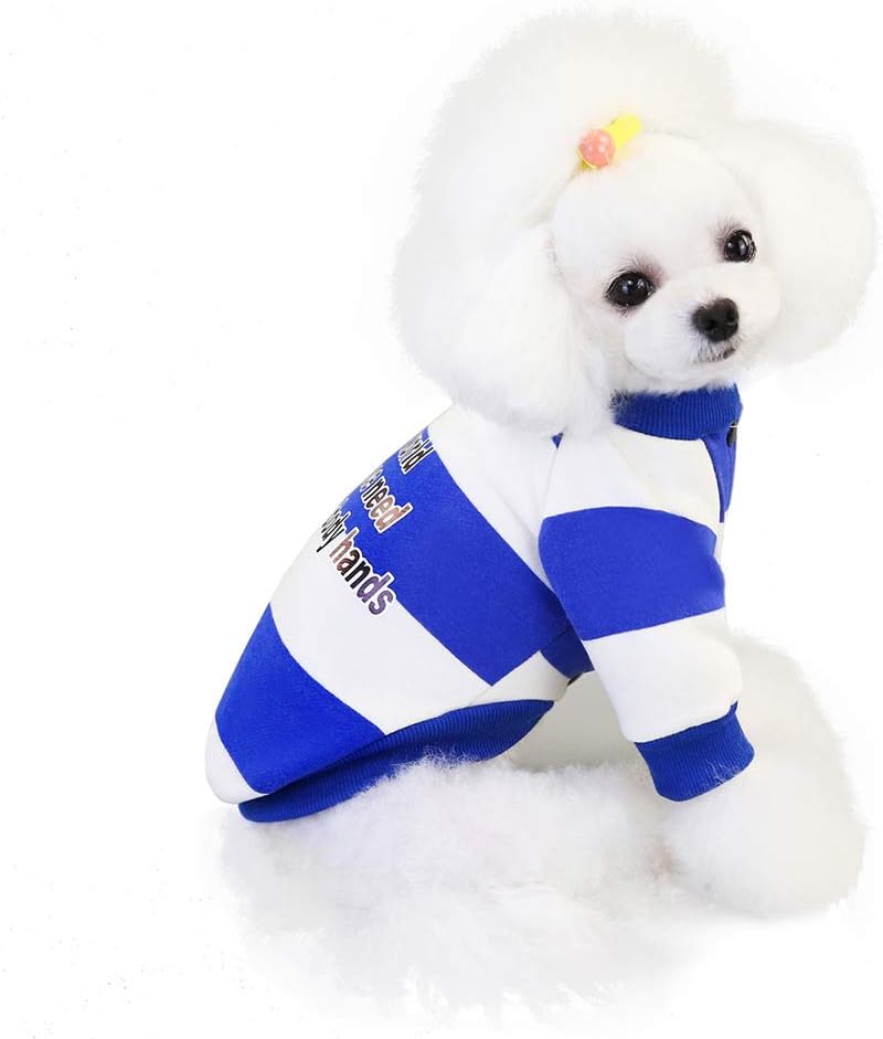 Domkim 100% Cotton Striped Sport Dog Jacket Pet Sweater for Dog Cat Puppy Hoodies Warm Sweatshirt Dog Clothes for Winter Outfits Pet…