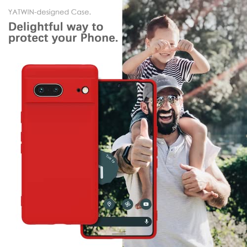 Image of YATWIN Silicone Back Case for Google Pixel 7, Soft-Touch Phone Back Cover for Google Pixel 7 - Red