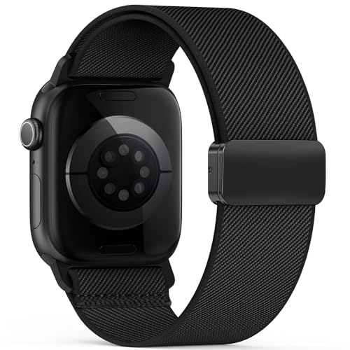 Correa Magnética Compatible con Apple Watch 38mm 40mm 41mm 42mm 44mm 45mm 46mm 49mm, Nylon Transpirable Elástica Deportiva Correas Hombre Mujer para iWatch Series 11 10 9 8 7 6 5 4 3 2 1 SE Ultra