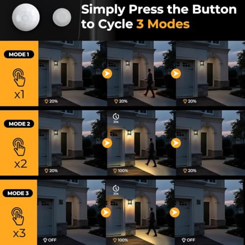 Image of XERGY Solar Powered Outdoor Wall Lights with Motion Sensor, 3 Lighting Modes, 1200mAh Battery, Retro Design, Waterproof, Security Lights for Garden, Deck, Porch, Balcony, Gate (1pc)