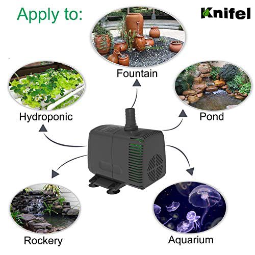 Image of Submersible Water Pump 880GPH Pond Pump for Fountains | 10ft Lift, 9.8ft Power Cord, Ultra Quiet, Over Heating Protection for Pond, Fountain, Hydroponic, waterfall, Aquarium