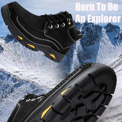 Men's Real Leather Lace-Up Platform Hiking Boots Fashion High Top Round Toe Handmade Lightweight Non-Slip Trekking Shoes Casual Climbing Hiker Outdoor Boots4