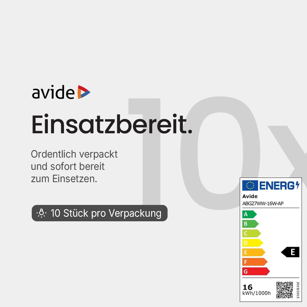 Avide E27 LED-Lampe 16 W - 1990 lm - 3000 K - Warmweiß - LED-Lampe A70 - Ersetzt 120-W-Glühbirne - 10 Stück