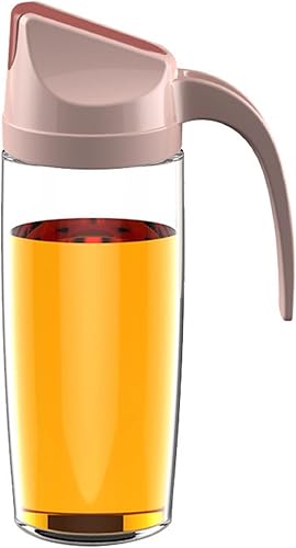 LayYun Botella dispensadora de aceite de oliva con tapa automática y tapón automático, 20 onzas, con tapa y tapón automático, boquilla antigoteo,