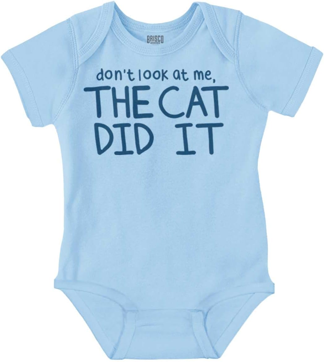 Brisco Brands Dont Look At Me The Cat Did It Baby Romper Boys or Girls