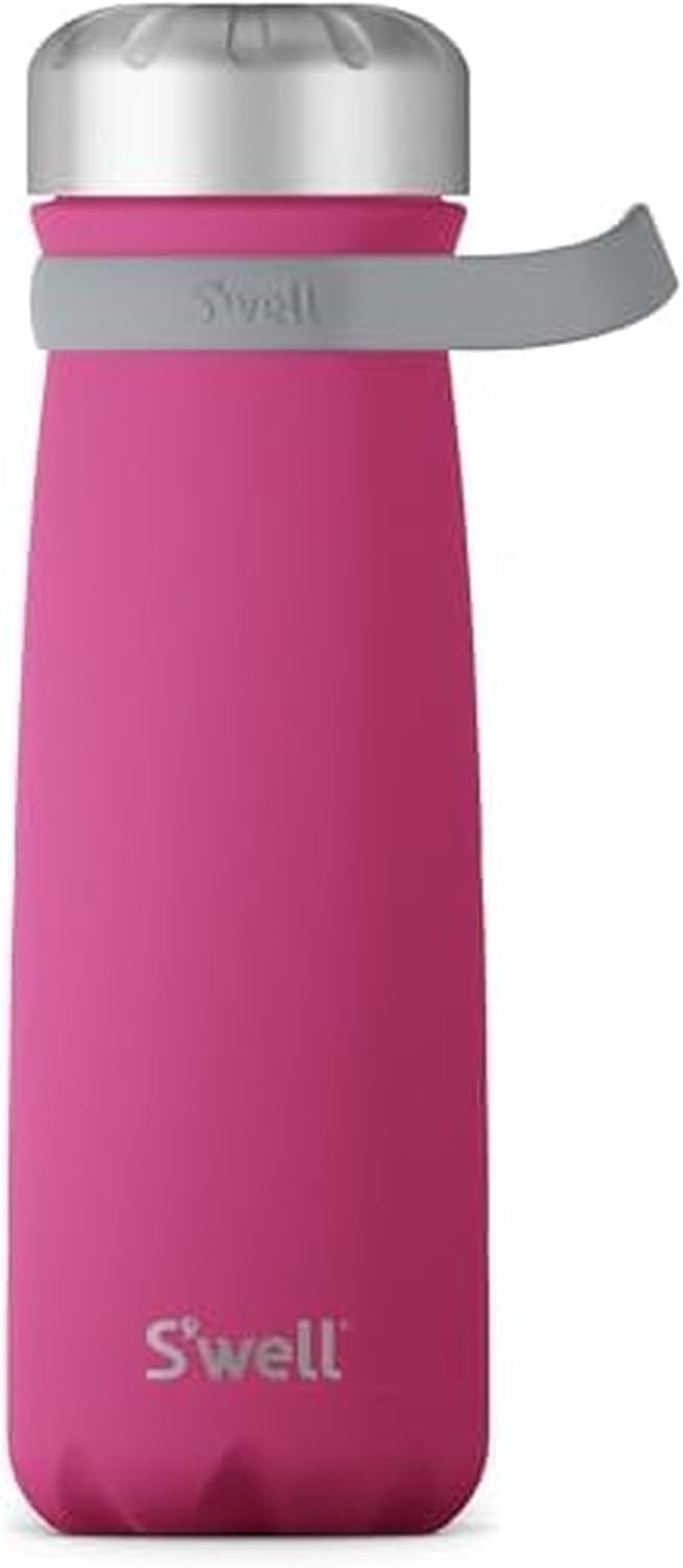 S'well Stainless Steel Traveler With Handle, 24oz, Azalea Pink, Triple Layered Vacuum Insulated Containers Keeps Drinks Cold for 40 Hours and Hot for 16, BPA Free, Easy Carrying On the Go