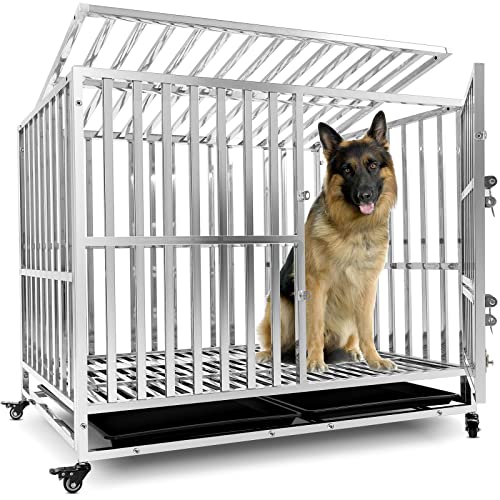 The Stainless Steel Dog Crate 14 42 inch Heavy Duty Indestructible Dog Crate for Large Medium ...