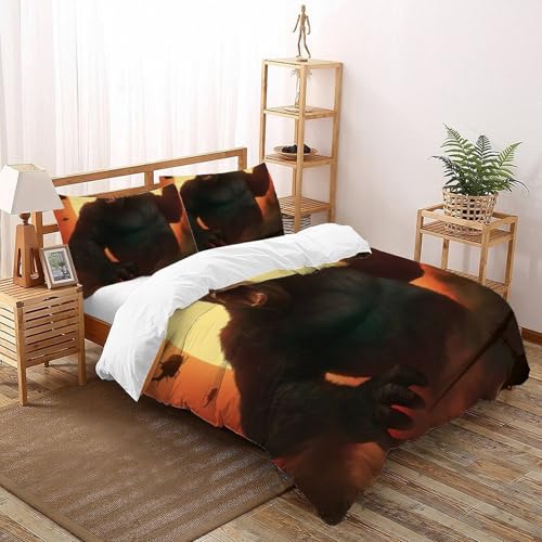 Housse de couette gorille animal 3D lit 220x240 king en microfibre - 3