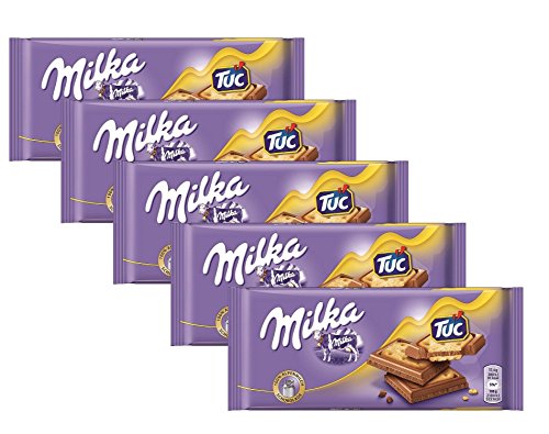 Milka Milk Chocolate with TUC Crackers, 187g/3oz (TUC Crackers, PACK OF 5)