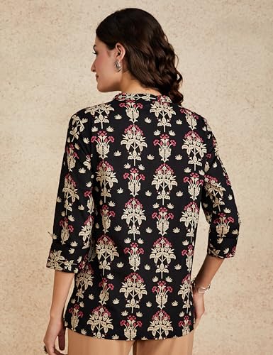 Image of Amazon Brand - Myx Women Printed Regular Cotton Short Kurti (Available in Plus Sizes)