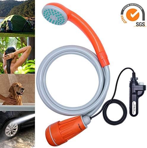 Anglink Upgraded Portable Camping Shower, Battery Powered Outdoor Shower for Outdoors, Camping, Pet Cleaning, Car Washing, Plants Watering - Turns Water from Bucket/Sink Into Steady, Gentle Stream …