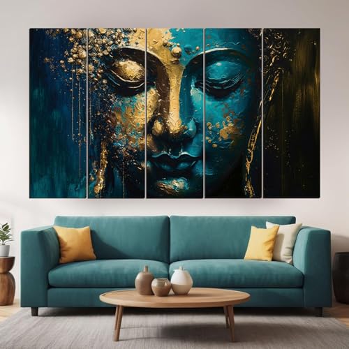 Image of Spacter art Lord Buddha Wall Painting for Living Room Big Size - Meditating Gautam Buddha Painting Wall Decor Peaceful Art for Bedroom, Office, Hotels & Gifting - Wooden Framed (30x60 inch)