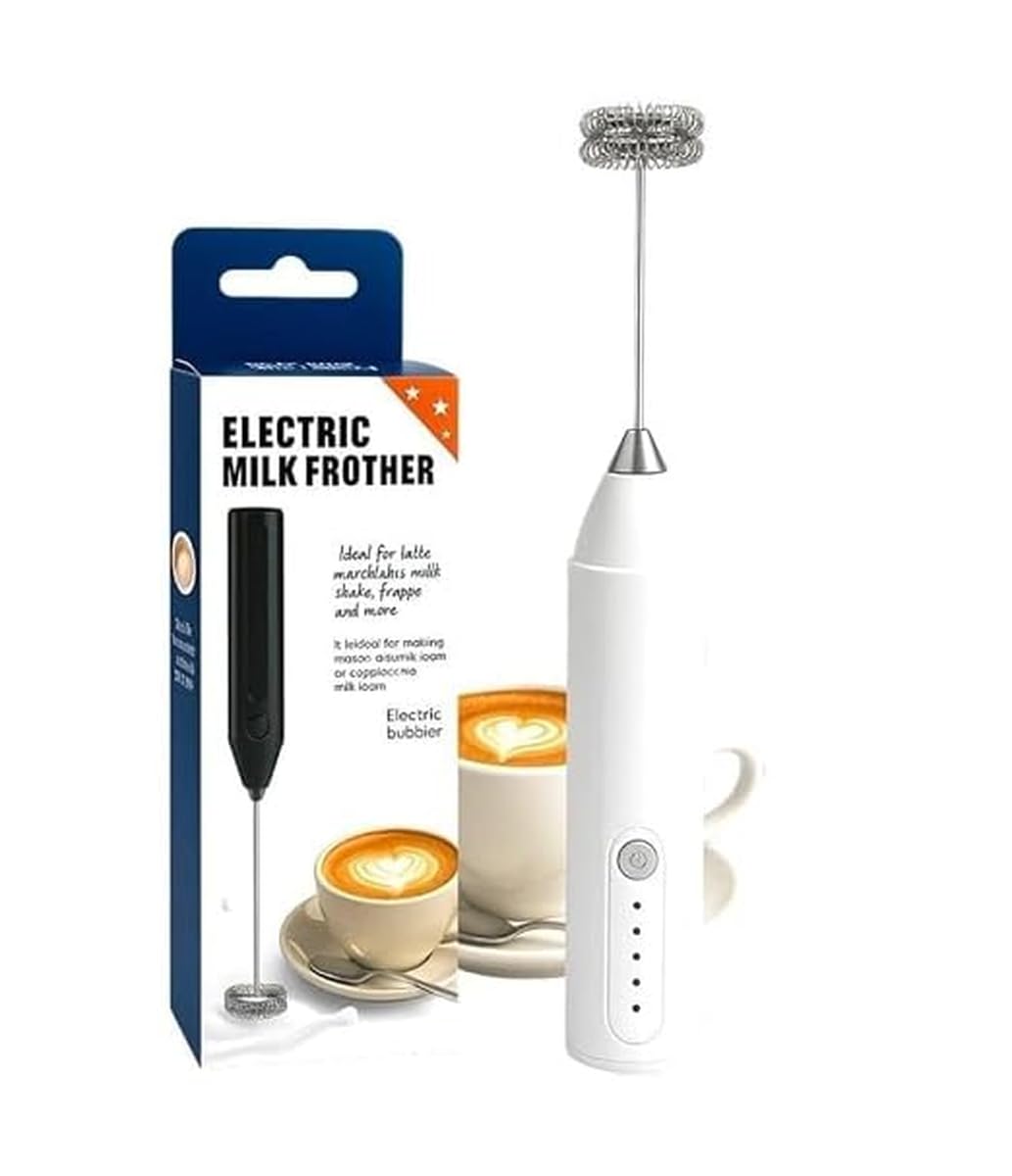 Handheld Electric Milk Frother for Coffee, USB Rechargeable Foam Maker for Cappuccino Latte, Egg Beater & Coffee Whisk, Portable Stainless Steel Frother for Home Kitchen Café – White-picture-11