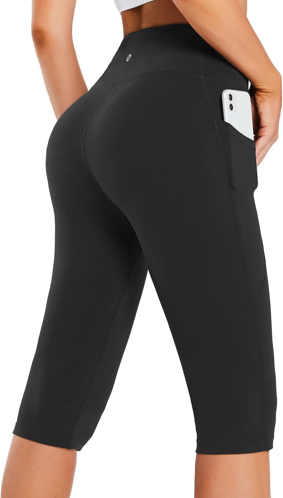 Women's Capri Leggings with Pockets High Waisted Knee Length Capris Stretch for Casual Yoga Pants Workout Exercise