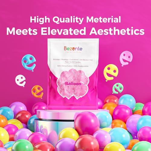 bezente assorted rainbow latex balloons 100 pack 12 inch round helium bright color balloons for birthday bridal shower wedding party decorations
